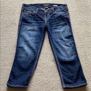 Ladies Silver Jean Capri Pants